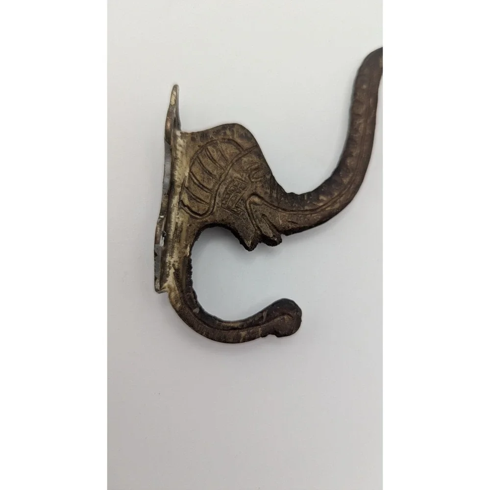 Vintage Elephant Trunk Wall Hook Bronze Metal Decorative Coat Hat Hanger India